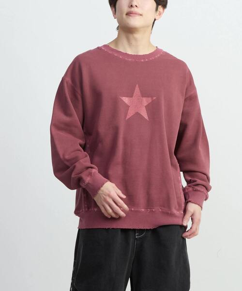 CONVERSE TOKYO(コンバーストウキョウ)の「STAR★ DAMAGED SWEAT(スウェット・レディース・ボルドー/スミクロ/パープル・SMALL/MEDIUM)」の4枚目の写真
