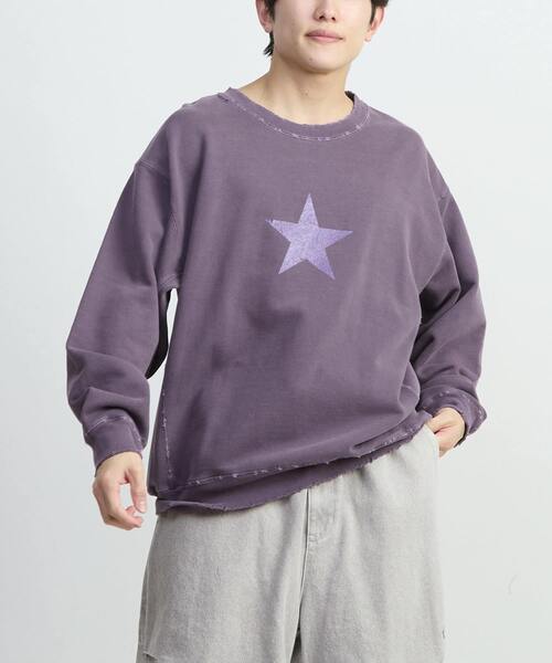 CONVERSE TOKYO(コンバーストウキョウ)の「STAR★ DAMAGED SWEAT(スウェット・レディース・ボルドー/スミクロ/パープル・SMALL/MEDIUM)」の7枚目の写真