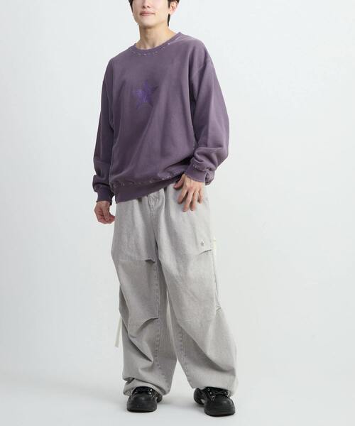 CONVERSE TOKYO(コンバーストウキョウ)の「STAR★ DAMAGED SWEAT(スウェット・レディース・ボルドー/スミクロ/パープル・SMALL/MEDIUM)」の10枚目の写真
