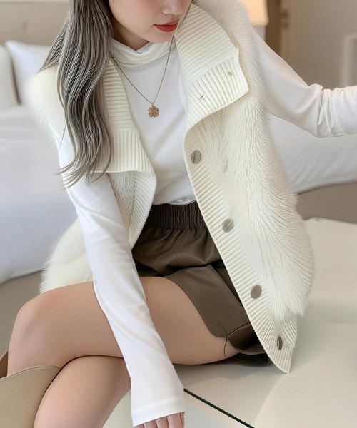 cammie(キャミー)の「ファーニットベスト(その他アウター・レディース・ベージュ/アイボリー・F)」の5枚目の写真