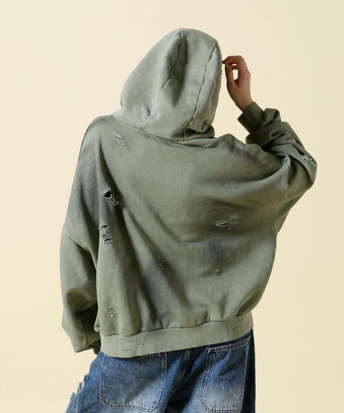 SIS(エスアイエス)の「SIS/エスアイエス/Damage P/O Hoodie(パーカー・レディース・ベージュ/レッド・F)」の17枚目の写真