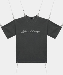 ピグメントレタリングホワイトロゴオーバーサイズ半袖Tシャツ