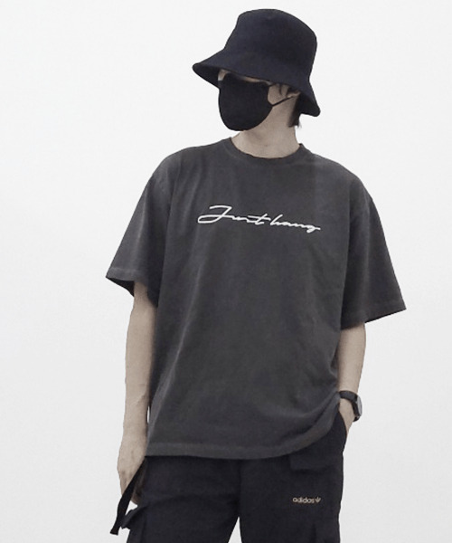 JUSTHANG(ジャストハング)の「ピグメントレタリングホワイトロゴオーバーサイズ半袖Tシャツ(Tシャツ/カットソー・メンズ・その他・LARGE/XX-LARGE)」の5枚目の写真