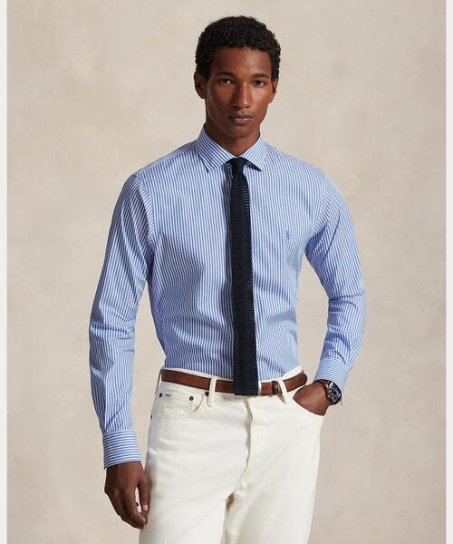 POLO RALPH LAUREN(ポロ ラルフ ローレン)の「カスタム フィット ストライプド ポプリン シャツ(シャツ/ブラウス・メンズ・ブルー・14//15 /16/17)」の1枚目の写真
