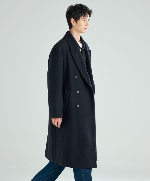 ZPLISH（ジプリシュ）の「カシミヤダブルロングコートブラック（チェスターコート・メンズ・その他・MEDIUM/LARGE）」の4枚目の写真