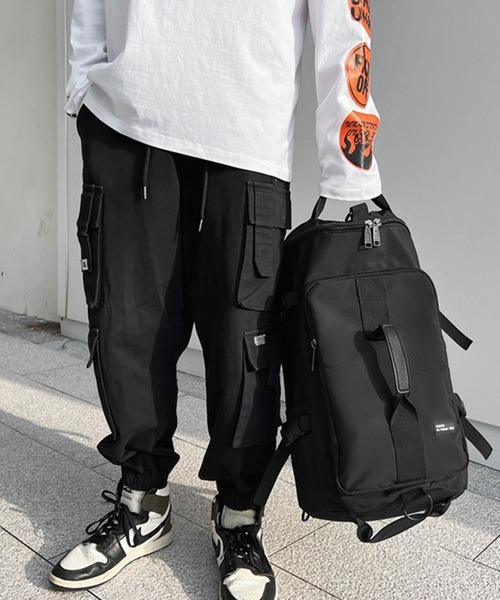 WESTBOY（ウエストボーイ）の「ユニセックス 3WAY バックパック リュック 旅行用ボストンショルダーバッグ キャリーオン WO25W12BG19（ボストンバッグ・メンズ・ブラック/ホワイト・FREE）」の6枚目の写真