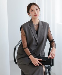 haremode | 結婚式 お呼ばれ 二次会 謝恩会 成人式 同窓会 対応 20代 30代 フローラル ジレ セットアップ シアートップス レイヤード 2点セットパーティ オケージョン ドレス(ドレス)