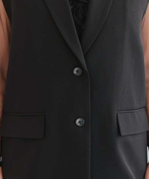 haremode（ハレモード）の「結婚式 お呼ばれ 二次会 謝恩会 成人式 同窓会 対応 20代 30代 フローラル ジレ セットアップ シアートップス レイヤード 2点セットパーティ オケージョン ドレス（ドレス・レディース・チャコール/ブラック・S/M）」の11枚目の写真