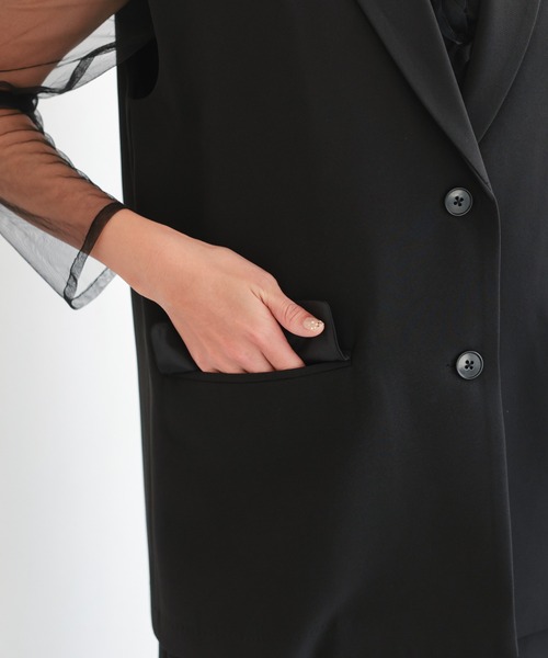 haremode（ハレモード）の「結婚式 お呼ばれ 二次会 謝恩会 成人式 同窓会 対応 20代 30代 フローラル ジレ セットアップ シアートップス レイヤード 2点セットパーティ オケージョン ドレス（ドレス・レディース・チャコール/ブラック・S/M）」の12枚目の写真