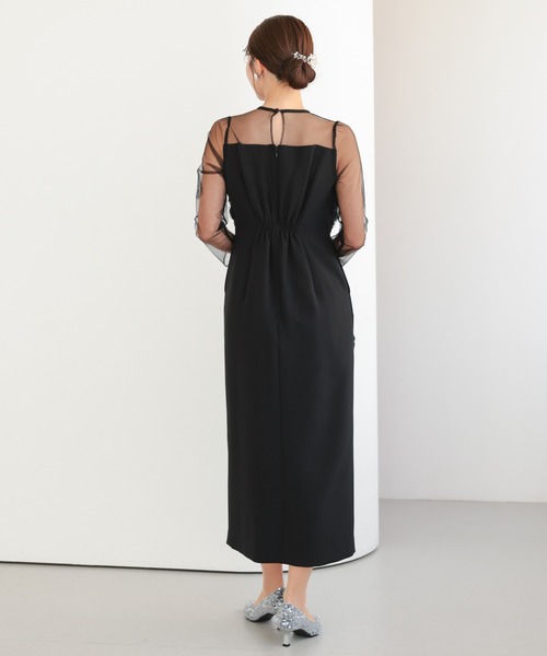 haremode（ハレモード）の「結婚式 お呼ばれ 二次会 謝恩会 成人式 同窓会 対応 20代 30代 フローラル ジレ セットアップ シアートップス レイヤード 2点セットパーティ オケージョン ドレス（ドレス・レディース・チャコール/ブラック・S/M）」の17枚目の写真