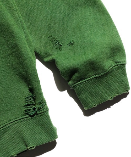 THRIFTY LOOK(スリフティールック)の「THRIFTY LOOK/スリフティールック WORN-OUT BAND HOODIE 'NIRVANA' ダメージバンドフーディ ニルヴァーナ(パーカー・メンズ・グリーン/ブラウン・XX-LARGE)」の5枚目の写真