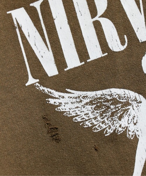 THRIFTY LOOK(スリフティールック)の「THRIFTY LOOK/スリフティールック WORN-OUT BAND HOODIE 'NIRVANA' ダメージバンドフーディ ニルヴァーナ(パーカー・メンズ・グリーン/ブラウン・XX-LARGE)」の20枚目の写真