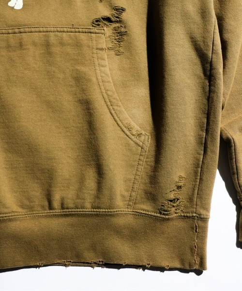 THRIFTY LOOK(スリフティールック)の「THRIFTY LOOK/スリフティールック WORN-OUT BAND HOODIE 'NIRVANA' ダメージバンドフーディ ニルヴァーナ(パーカー・メンズ・グリーン/ブラウン・XX-LARGE)」の18枚目の写真