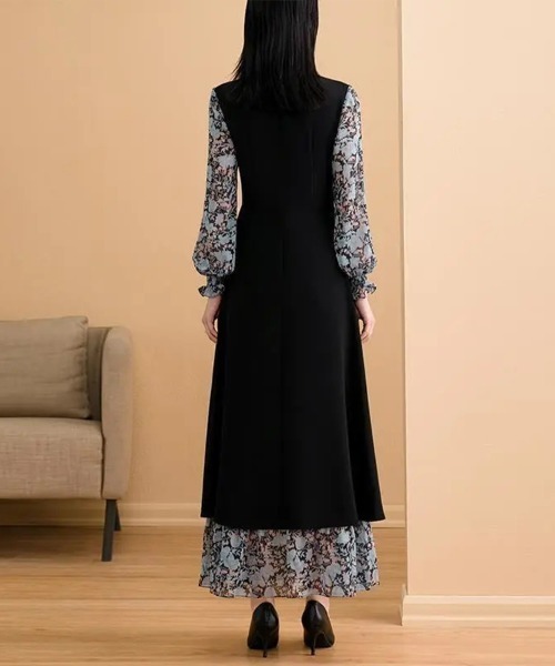 Flugge(フラッジー)の「レイヤード花柄ワンピース(ワンピース・レディース・ブラック・LARGE/MEDIUM)」の5枚目の写真