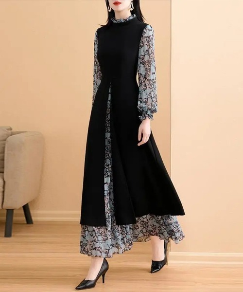 Flugge(フラッジー)の「レイヤード花柄ワンピース(ワンピース・レディース・ブラック・LARGE/MEDIUM)」の7枚目の写真