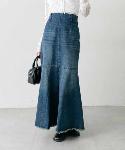 mystic(ミスティック)の「デニム切替マーメイドスカート(デニムスカート・レディース・ブルー/ネイビー・2/1)」の5枚目の写真