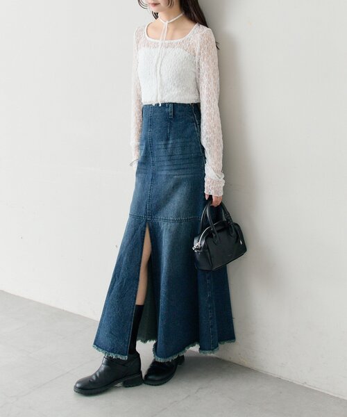 mystic(ミスティック)の「デニム切替マーメイドスカート(デニムスカート・レディース・ブルー/ネイビー・2/1)」の8枚目の写真