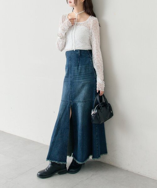 mystic(ミスティック)の「デニム切替マーメイドスカート(デニムスカート・レディース・ブルー/ネイビー・2/1)」の9枚目の写真