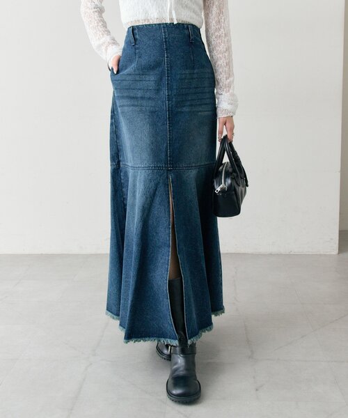 mystic(ミスティック)の「デニム切替マーメイドスカート(デニムスカート・レディース・ブルー/ネイビー・2/1)」の12枚目の写真