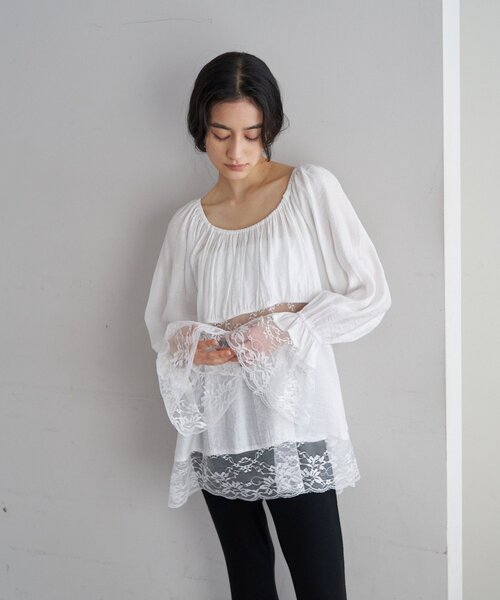 SHENERY（シーナリー）の「レースチュニックブラウス（シャツ/ブラウス・レディース・オフホワイト・FREE）」の5枚目の写真