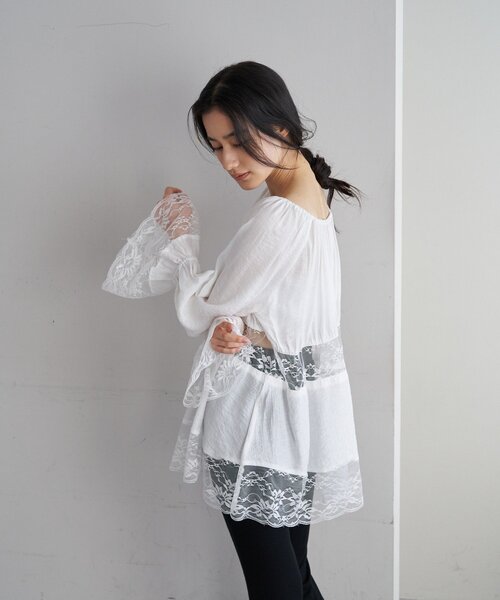 SHENERY（シーナリー）の「レースチュニックブラウス（シャツ/ブラウス・レディース・オフホワイト・FREE）」の6枚目の写真