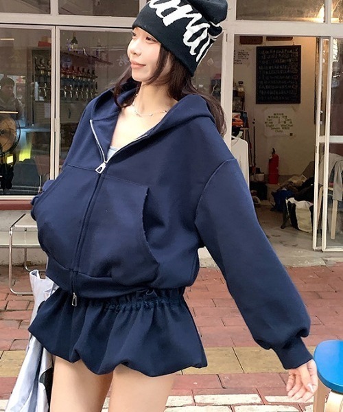 HERMOSA セットアップ セール】【セットアップ】スウェットダブルジップパーカー×バルーン