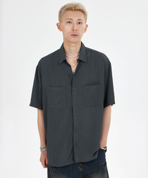 MAKEITTO（メイキット）の「オーバーサイズドローストリング半袖シャツ_ダークグレー（シャツ/ブラウス）」