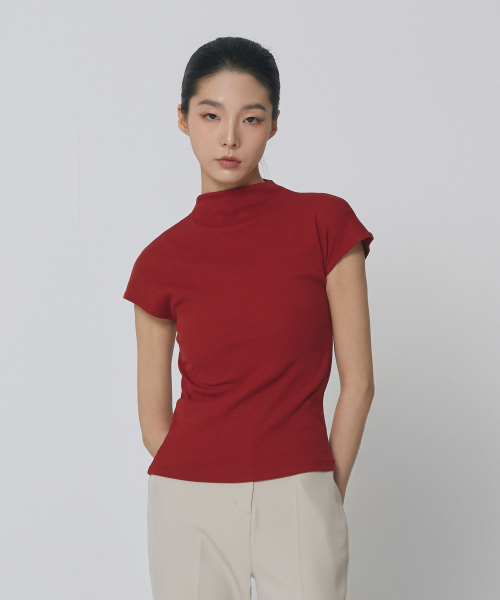 Express Holiday(エクスプレスホリデー)の「ジェリッシュモックネックスリーブレスTシャツ_バーガンディ(Tシャツ/カットソー・レディース・その他・ONE SIZE)」の1枚目の写真