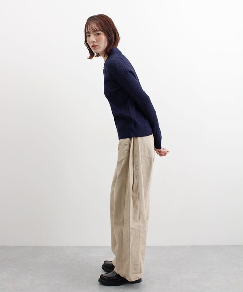 ABYS(アビス)の「ロゴ刺繍ケーブルポロニット(ニット/セーター・レディース・グレー/レッド/ネイビー/イエロー・FREE)」の22枚目の写真