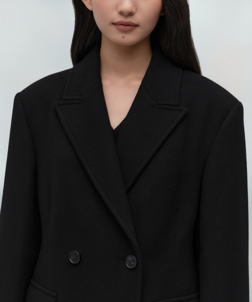MUSINSA STANDARD WOMAN（ムシンサスタンダードウーマン）の「ウィメンズカシミヤブレンドシンチドダブルロングコート[ブラック]（チェスターコート・レディース・その他・SMALL/MEDIUM/LARGE/X-SMALL）」の6枚目の写真