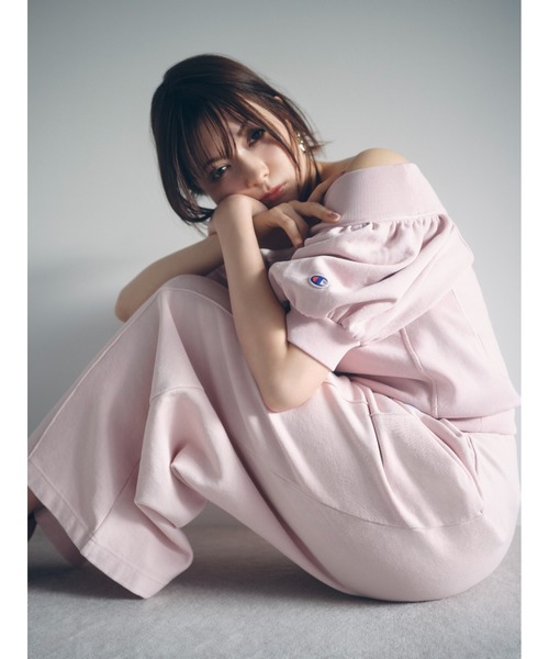 FRAY I.D（フレイアイディー）の「【FRAY I.D｜Champion】リバースウィーブタックワイドパンツ（その他パンツ・レディース・ピンク/ネイビー/オフホワイト・F）」の4枚目の写真