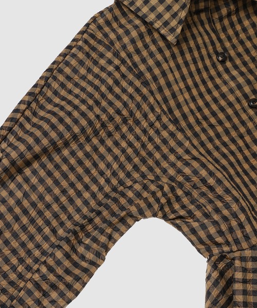 GANNI（ガニー）の「Crinkled Taffeta Check Peplum Shirt（シャツ/ブラウス・レディース・ブラウン系その他・36/34）」の3枚目の写真