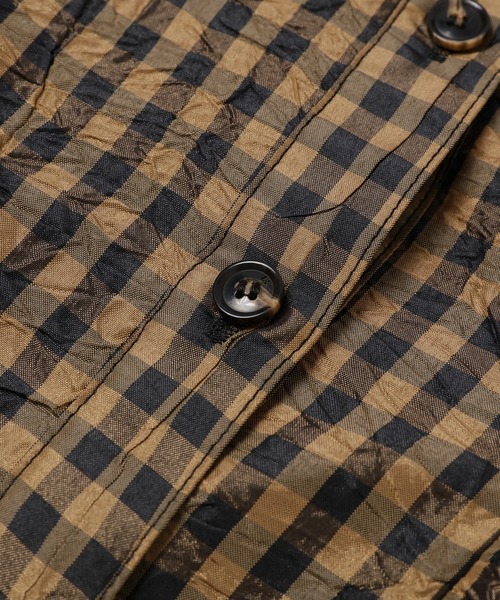GANNI（ガニー）の「Crinkled Taffeta Check Peplum Shirt（シャツ/ブラウス・レディース・ブラウン系その他・36/34）」の4枚目の写真