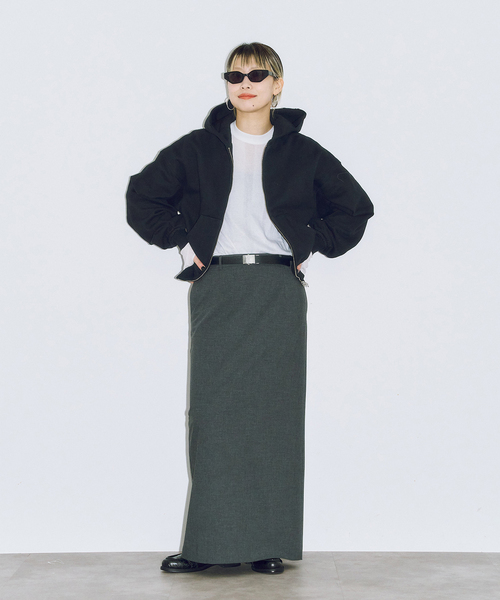 CITYSHOP（シティーショップ）の「《追加》V/O ZIP-UP HOODIE：パーカー（スウェット・レディース・ブラック/ベージュ・FREE）」の21枚目の写真