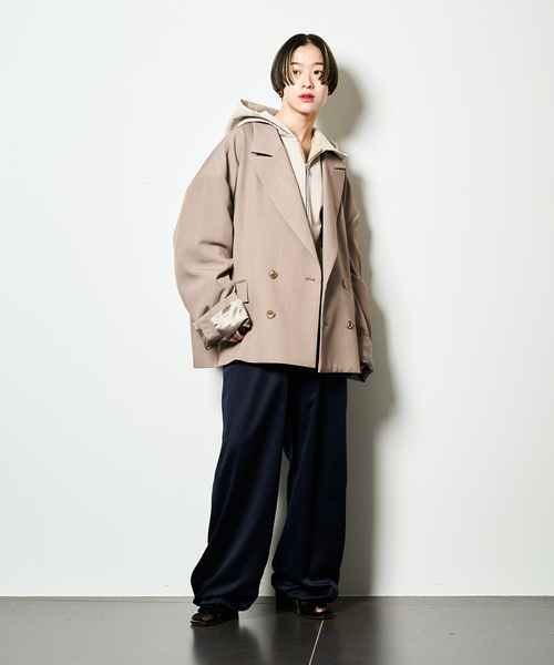 CITYSHOP（シティーショップ）の「《追加》V/O ZIP-UP HOODIE：パーカー（スウェット・レディース・ブラック/ベージュ・FREE）」の5枚目の写真