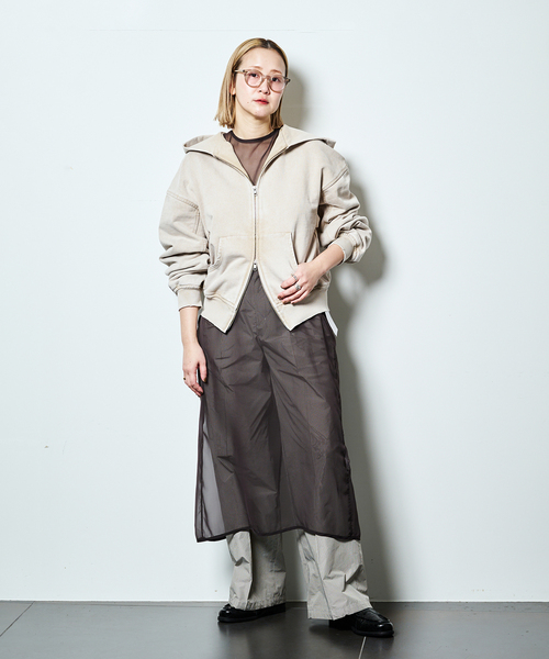 CITYSHOP（シティーショップ）の「《追加》V/O ZIP-UP HOODIE：パーカー（スウェット・レディース・ブラック/ベージュ・FREE）」の6枚目の写真