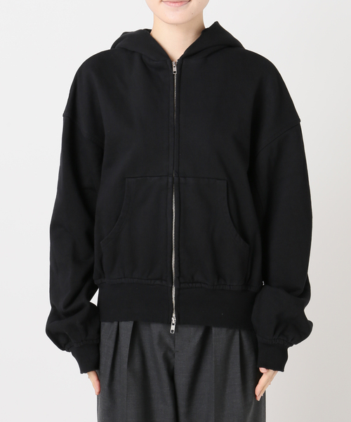 CITYSHOP（シティーショップ）の「《追加》V/O ZIP-UP HOODIE：パーカー（スウェット・レディース・ブラック/ベージュ・FREE）」の7枚目の写真