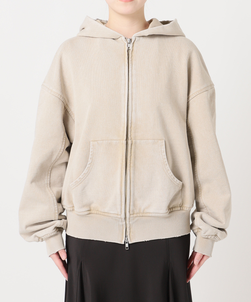 CITYSHOP（シティーショップ）の「《追加》V/O ZIP-UP HOODIE：パーカー（スウェット・レディース・ブラック/ベージュ・FREE）」の17枚目の写真