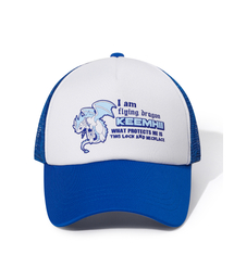 KEEMHII（キムヒ）の「ファイヤードラゴンメッシュトラッカーハット - [ブルー]（キャップ）」