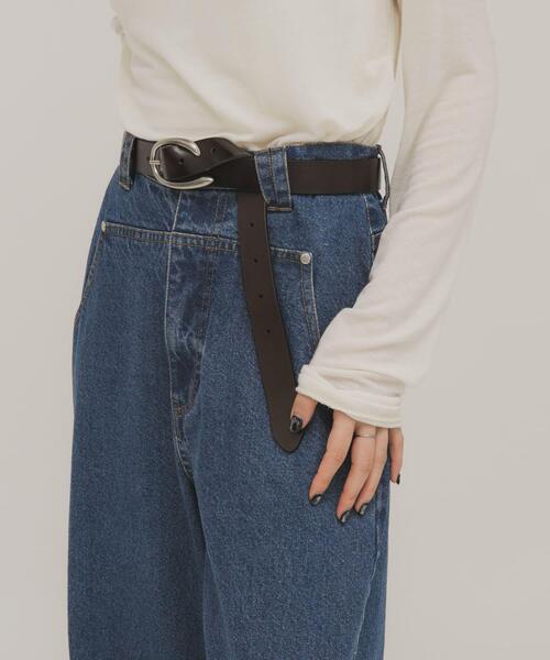 KBF（ケイビーエフ）の「バックルデザインレザーベルト（ベルト・レディース・ブラック/ダークブラウン・ONE）」の4枚目の写真