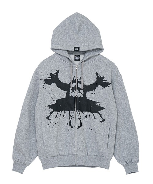 TOY　MACHINE（トイ　マシーン）の「TM RORSCHACH SWEAT ZIP PARKA（パーカー・メンズ・グレー/ブラック・XL/L/M）」の9枚目の写真