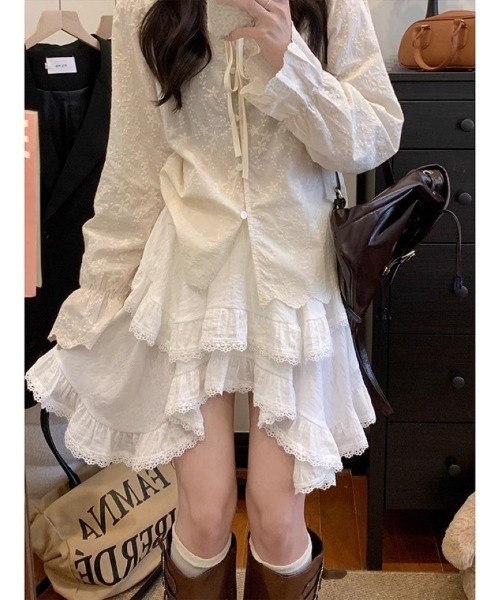 Ritzy(リッツィー)の「レースレイヤードアシンメトリースカート(スカート・レディース・ホワイト/ブラック・M/L)」の10枚目の写真
