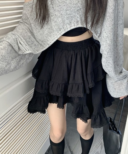 Ritzy(リッツィー)の「レースレイヤードアシンメトリースカート(スカート・レディース・ホワイト/ブラック・M/L)」の17枚目の写真