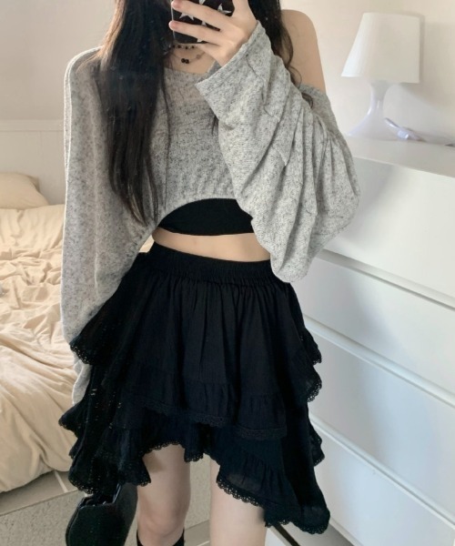 Ritzy(リッツィー)の「レースレイヤードアシンメトリースカート(スカート・レディース・ホワイト/ブラック・M/L)」の18枚目の写真