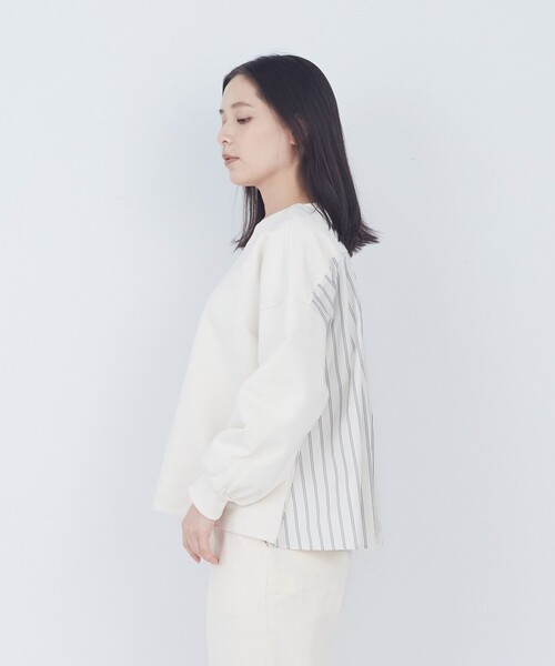 ADIEU TRISTESSE(アデュートリステス)の「裏毛×布帛コンビプルオーバー(スウェット・レディース・トップグレー/アイボリー/ブラック・FREE)」の10枚目の写真