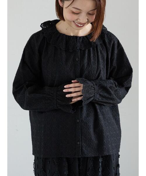 Samansa Mos2（サマンサ モスモス）の「オーバーレースブラウス（シャツ/ブラウス・レディース・ブラック/オフホワイト/キナリ・F）」の3枚目の写真