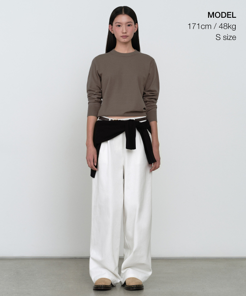 MUSINSA STANDARD WOMAN（ムシンサスタンダードウーマン）の「ウィメンズエッセンシャルラウンドネックニット[トープ]（ニット/セーター・レディース・その他・X-SMALL/SMALL/MEDIUM/LARGE）」の2枚目の写真