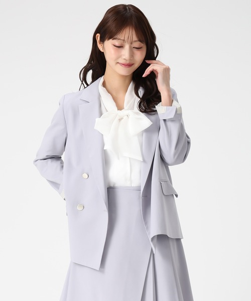 MISCH MASCH（ミッシュマッシュ）の「2026春夏新作 袖裏ストライプダブルテーラードジャケット（テーラードジャケット・レディース・グレー/ブルー/ベージュ・M/S）」の7枚目の写真