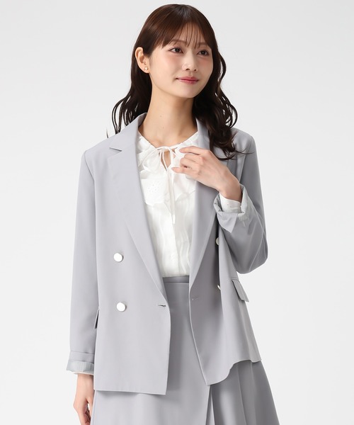 MISCH MASCH（ミッシュマッシュ）の「2026春夏新作 袖裏ストライプダブルテーラードジャケット（テーラードジャケット・レディース・グレー/ブルー/ベージュ・M/S）」の5枚目の写真