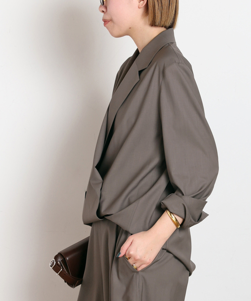 AP STUDIO(エーピーストゥディオ)の「SPWOOLシャツジャケット(テーラードジャケット・レディース・ネイビー/モカ・FREE)」の3枚目の写真